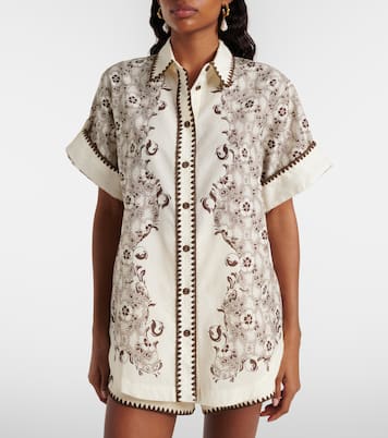 Printed cotton and silk bowling shirt | Alémais