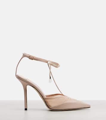 Afia 100 velvet-trimmed satin pumps | Jimmy Choo