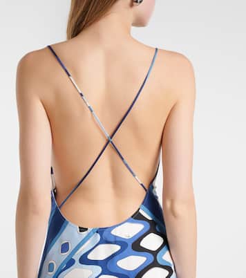 Printed asymmetric silk satin midi dress | Pucci