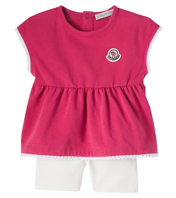 婴幼儿 — 蕾丝边饰棉质混纺上衣与裤装套装 | Moncler Enfant