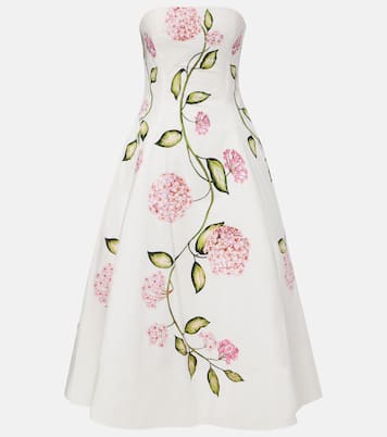 Floral cotton-blend poplin bustier gown | Oscar de la Renta