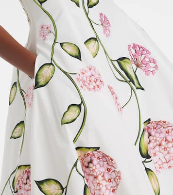 Floral cotton-blend poplin bustier gown | Oscar de la Renta