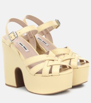 Leather platform sandals | Miu Miu
