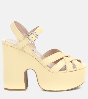 Leather platform sandals | Miu Miu