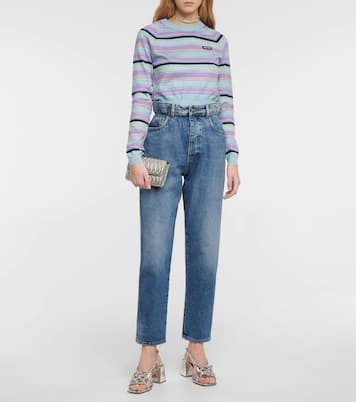 Pullover in misto seta a righe | Miu Miu