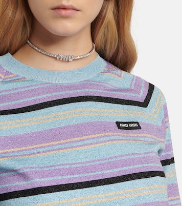 Pullover in misto seta a righe | Miu Miu