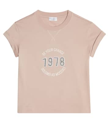 Verziertes T-Shirt aus Baumwolle | Brunello Cucinelli Kids