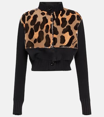 Cotton-blend leopard-print cropped cardigan | Sacai