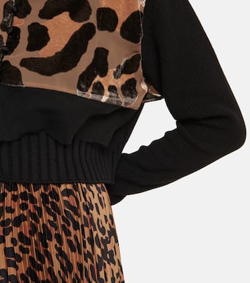 Cotton-blend leopard-print cropped cardigan | Sacai
