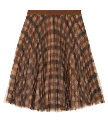 Checked pleated tulle skirt | Brunello Cucinelli Kids
