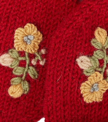 Petral embroidered wool-blend mittens | Caramel