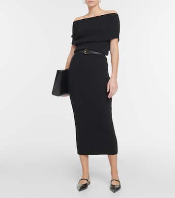 Ribbed-knit off-shoulder midi dress | Toteme