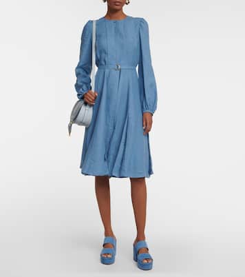 Belted linen midi dress | Chloé
