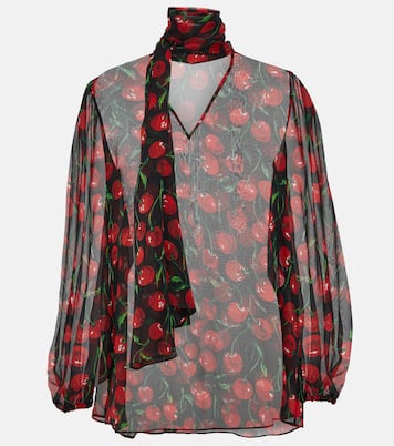 Blusa Cherry in chiffon di seta | Dolce&Gabbana