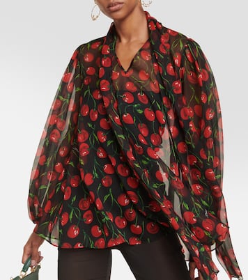 Blusa Cherry in chiffon di seta | Dolce&Gabbana