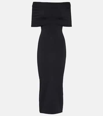 Vestido midi acanalado sin hombros | Wardrobe.NYC