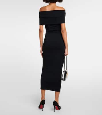 Vestido midi acanalado sin hombros | Wardrobe.NYC
