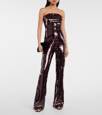 Combi-pantalon bustier Myrine à sequins | Safiyaa