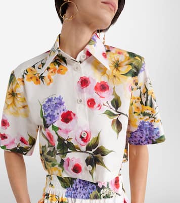 Camicia cropped in popeline con stampa | Dolce&Gabbana
