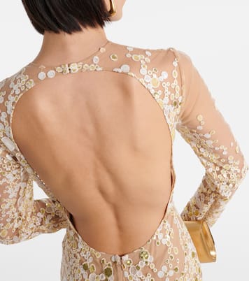 Abito lungo in tulle con ricamo | Elie Saab