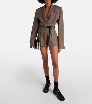Pinstripe high-rise wool shorts | Prada