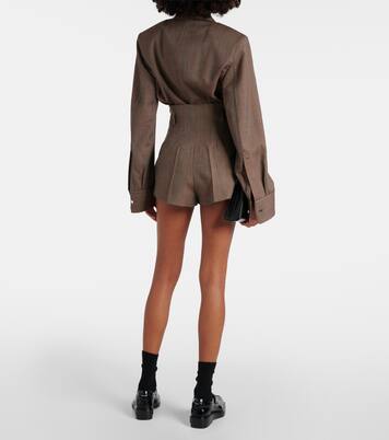 Pinstripe high-rise wool shorts | Prada