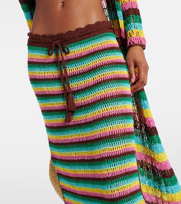 Jupe midi rayée en crochet de coton | Anna Kosturova