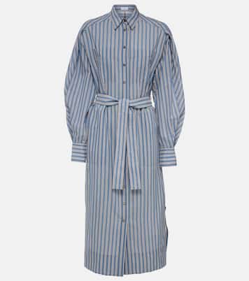 Robe chemise rayée en coton et soie | Brunello Cucinelli