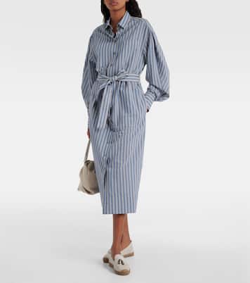 Robe chemise rayée en coton et soie | Brunello Cucinelli