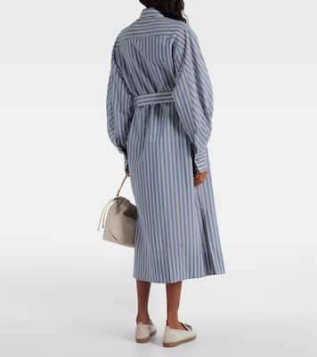 Robe chemise rayée en coton et soie | Brunello Cucinelli