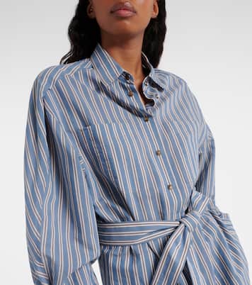 Robe chemise rayée en coton et soie | Brunello Cucinelli