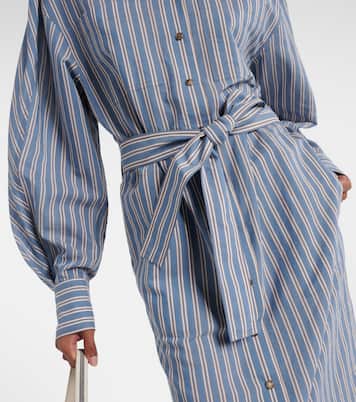 Robe chemise rayée en coton et soie | Brunello Cucinelli