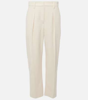 Pantaloni regular in misto cotone a vita alta | Brunello Cucinelli