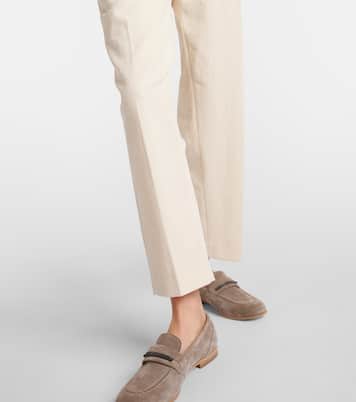 Pantaloni regular in misto cotone a vita alta | Brunello Cucinelli