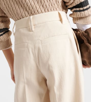 Pantaloni regular in misto cotone a vita alta | Brunello Cucinelli