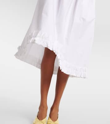 Shirred cotton poplin midi dress | Ganni