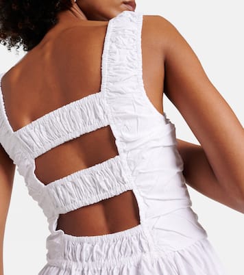 Shirred cotton poplin midi dress | Ganni