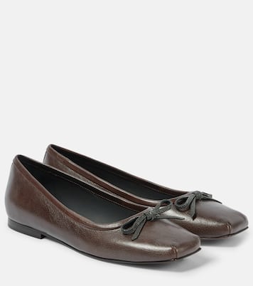 Ballerine in pelle con monili | Brunello Cucinelli