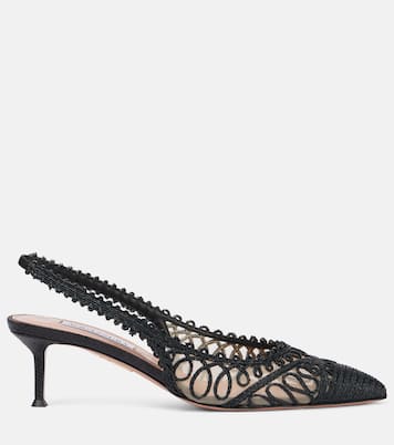Kahlo 50 raffia-effect slingback pumps | Aquazzura