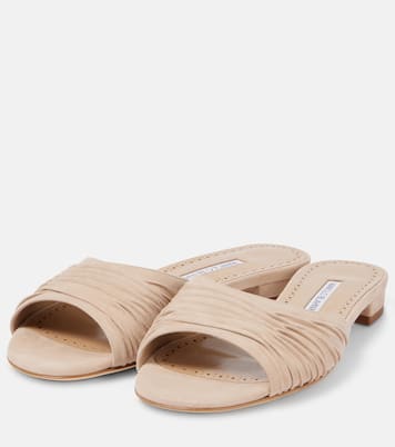 Mules Piruaflat 10 en daim | Manolo Blahnik