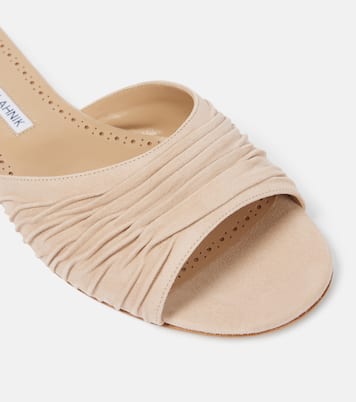 Mules Piruaflat 10 en daim | Manolo Blahnik