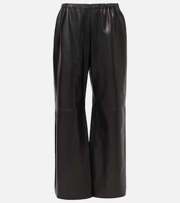 Pantaloni a gamba larga Olan in pelle | Nour Hammour