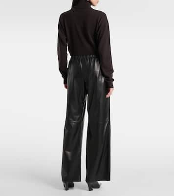 Pantaloni a gamba larga Olan in pelle | Nour Hammour