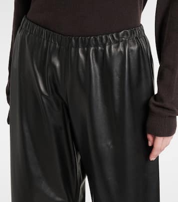 Pantaloni a gamba larga Olan in pelle | Nour Hammour