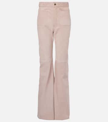 Pantalon droit en daim à taille haute | Chloé