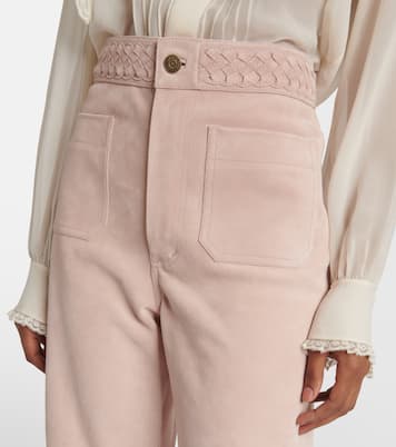 Pantalon droit en daim à taille haute | Chloé