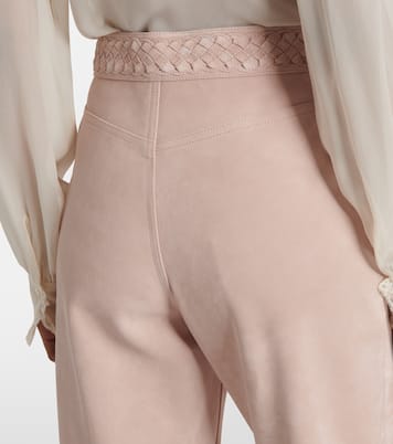 Pantalon droit en daim à taille haute | Chloé
