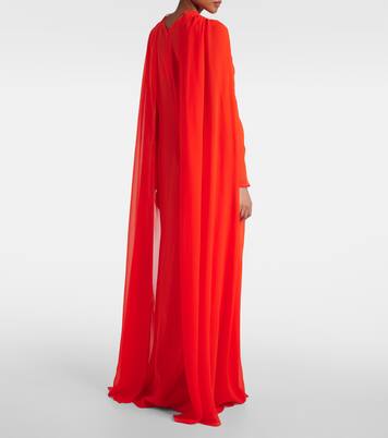 Abito lungo in seta con mantella | Givenchy