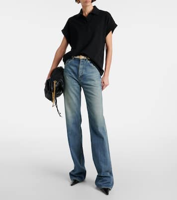 Polo Cassandre in piqué di misto cotone | Saint Laurent