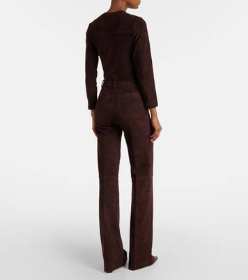 Pantalones anchos Lizzy de ante de tiro alto | Stouls